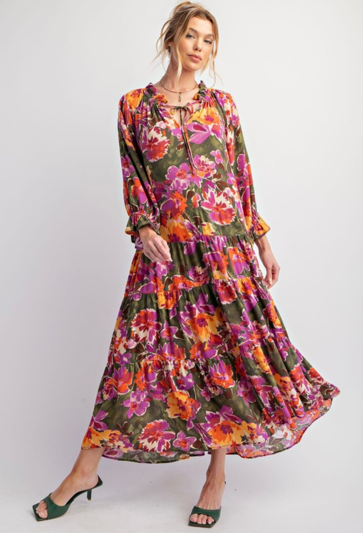 fitted lace wedding dress Fall Foliage Midi Dress – Poppy and Co Boutique