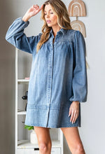 Load image into Gallery viewer, On Another Note Smocked Denim Dress