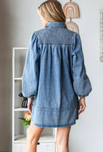 Load image into Gallery viewer, On Another Note Smocked Denim Dress