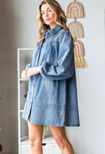 Load image into Gallery viewer, On Another Note Smocked Denim Dress