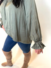 Load image into Gallery viewer, Claudia Tie Front Peasant Blouse