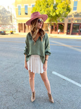 Load image into Gallery viewer, Claudia Tie Front Peasant Blouse