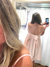 Load image into Gallery viewer, Bow Back Seersucker Mini Dress
