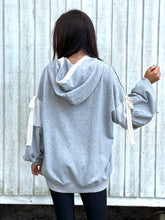 Load image into Gallery viewer, Balloon Sleeve Lace Bow Trimmed Hoodie
