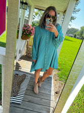 Load image into Gallery viewer, Not So Jaded Oversized Mini Dress
