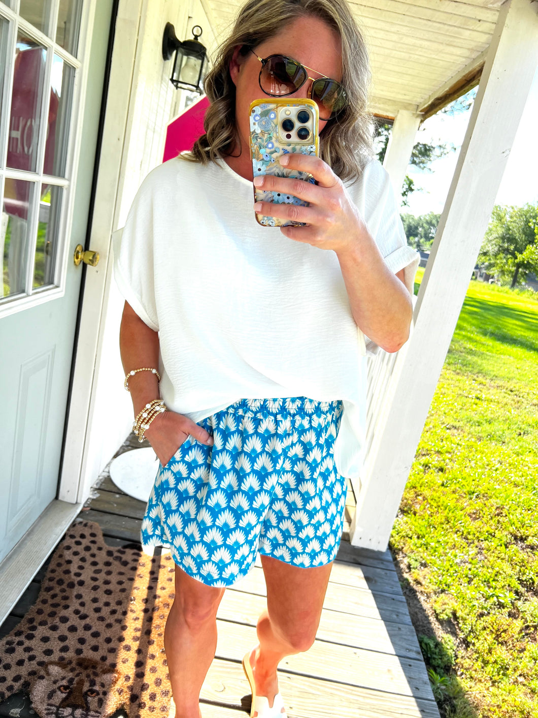 Sandy Shores Turquoise Smocked Shorts