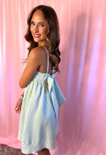 Load image into Gallery viewer, Bow Back Seersucker Mini Dress
