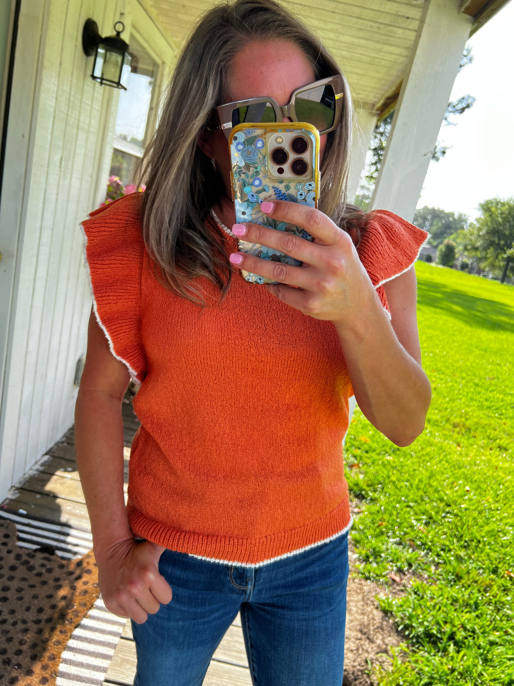 Something In The Orange Ruffle Sleeve Top