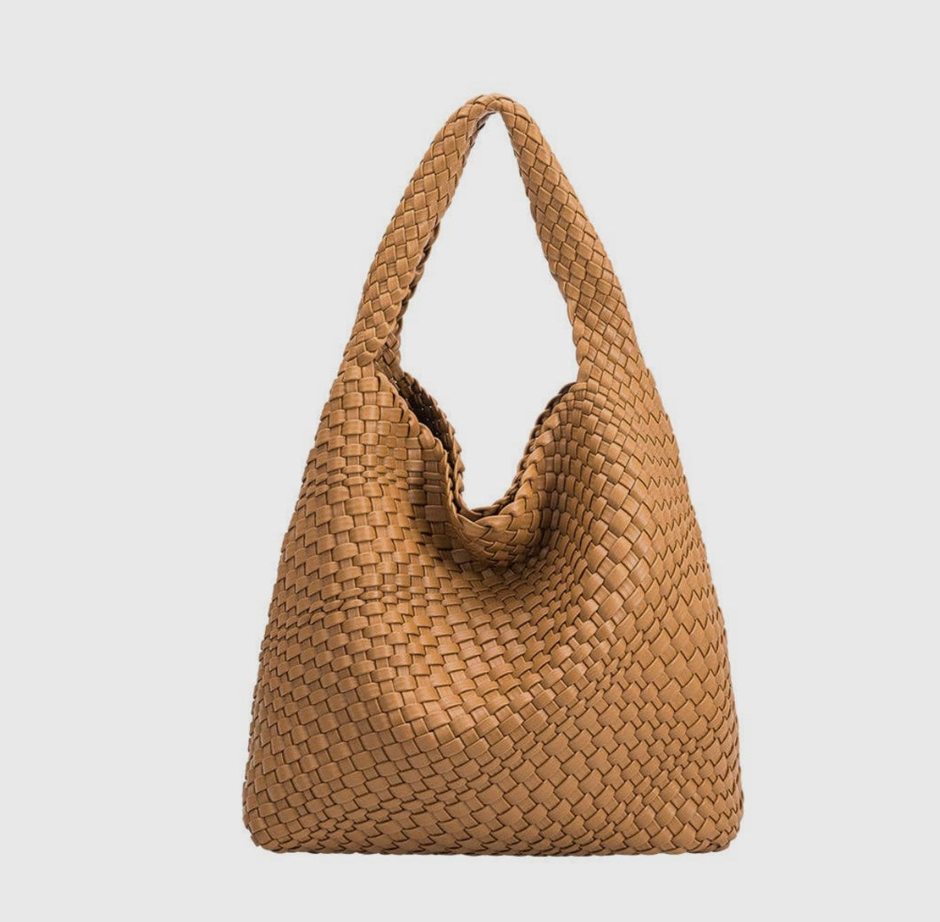 Melie Bianco Camel Johanna Recycled Vegan Leather Shoulder Bag