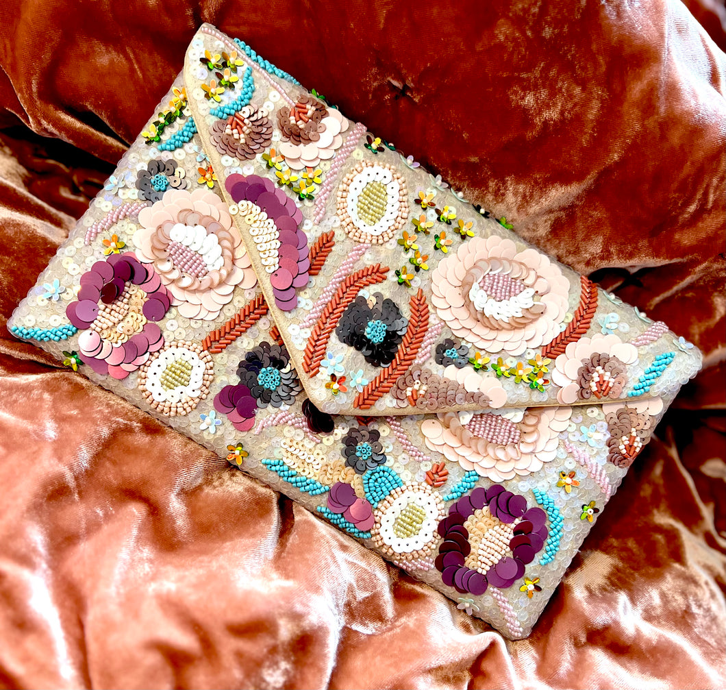 Feeling Frou Frou Sequin and Bead Clutch