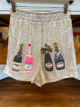 Load image into Gallery viewer, Poppin Bottles Champagne Sequin Shorts
