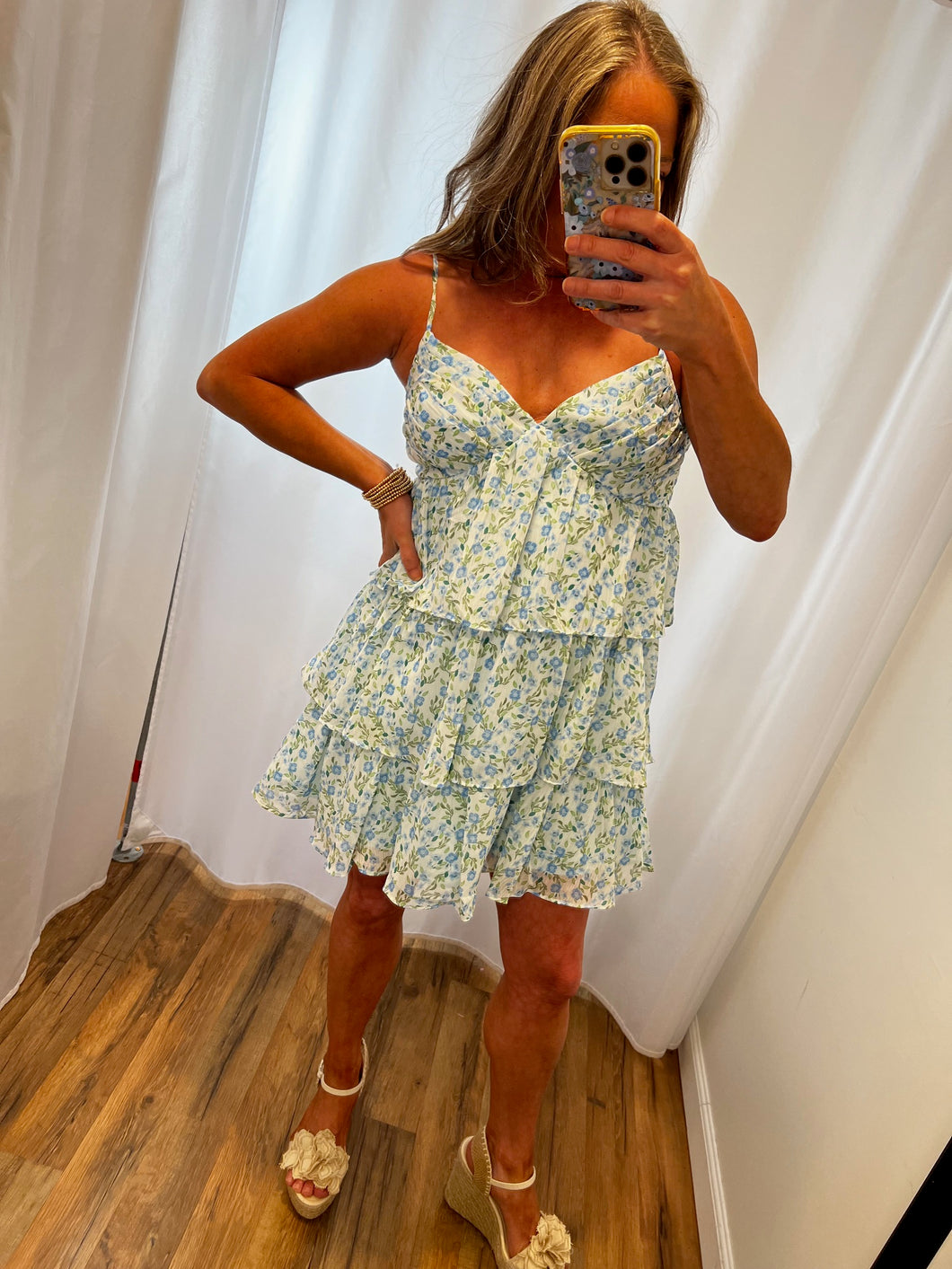 In Bloom Floral Tiered Mini Dress