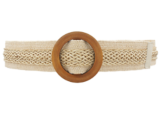 Wooden Buckle Woven Straw Belt