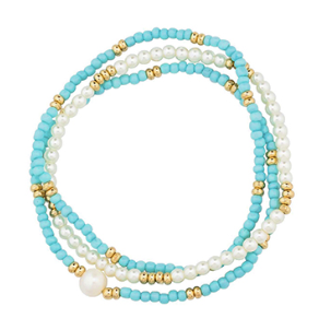 Turquoise 3 pc. Seed Bead Bracelet Set