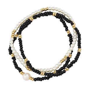 Black 3 pc. Seed Bead Bracelet Set