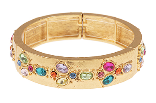 Vintage Inspired Encrusted Gold and Jeweled Bracelet