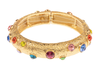 Vintage Inspired Stationed Gold and Jeweled Bracelet