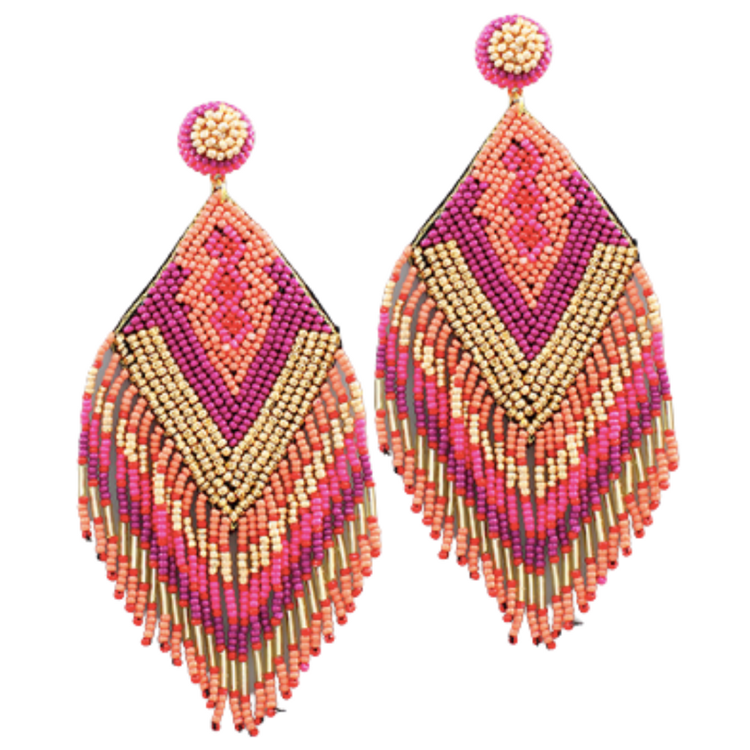 Sassy Britches Fringe Seed Bead Earrings
