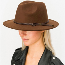 Load image into Gallery viewer, Braided Band Wide Brim Hat
