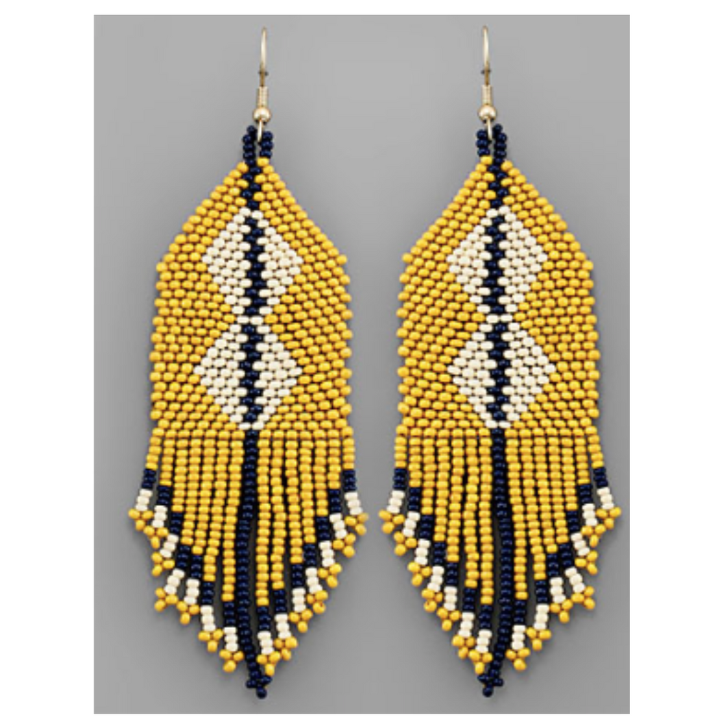 Fringe With Benefits Seed Bead Earrings | Yellow