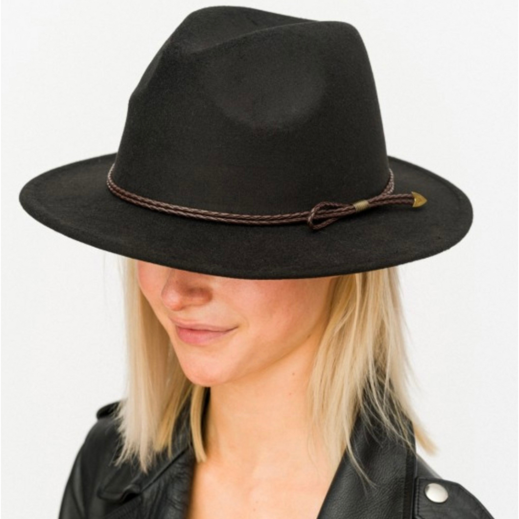 Braided Band Wide Brim Hat