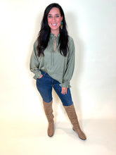 Load image into Gallery viewer, Claudia Tie Front Peasant Blouse
