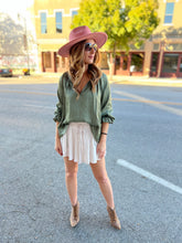 Load image into Gallery viewer, Claudia Tie Front Peasant Blouse
