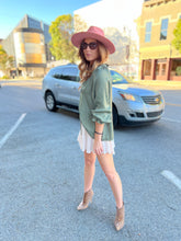 Load image into Gallery viewer, Claudia Tie Front Peasant Blouse

