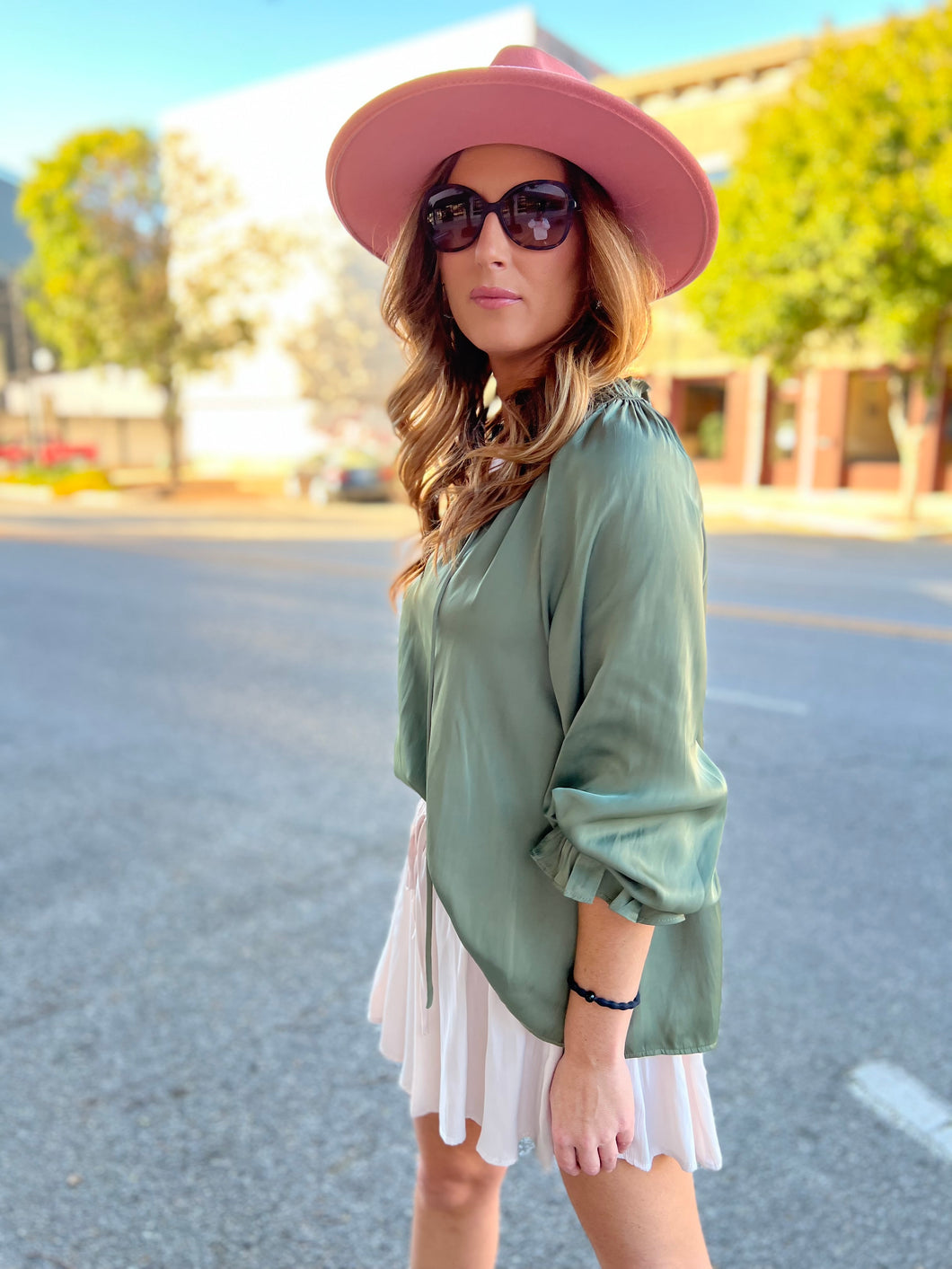 Claudia Tie Front Peasant Blouse